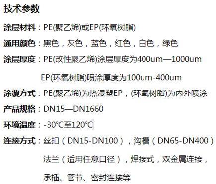 长治外PE内EP涂塑钢管技术参数